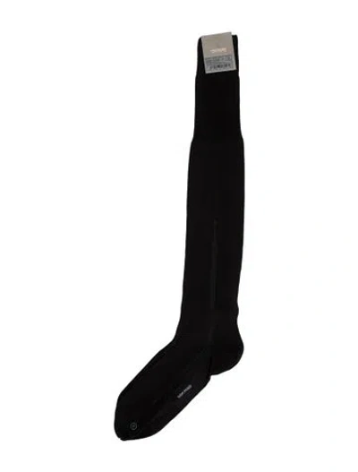 Pre-owned Tom Ford Embroidery Rib Socks In Black