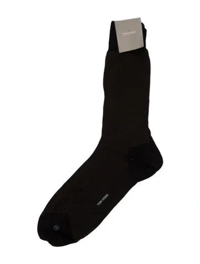Pre-owned Tom Ford Embroidery Rib Socks In Black