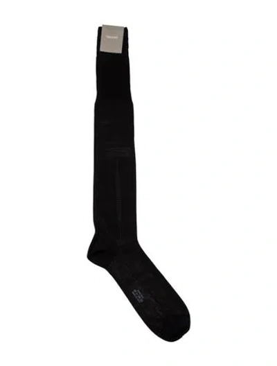 Pre-owned Tom Ford Embroidery Rib Socks In Black
