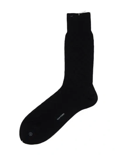 Pre-owned Tom Ford Embroidery Rib Socks In Black