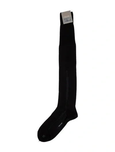 Pre-owned Tom Ford Embroidery Rib Socks In Black