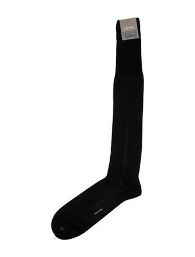 Pre-owned Tom Ford Embroidery Rib Socks In Black