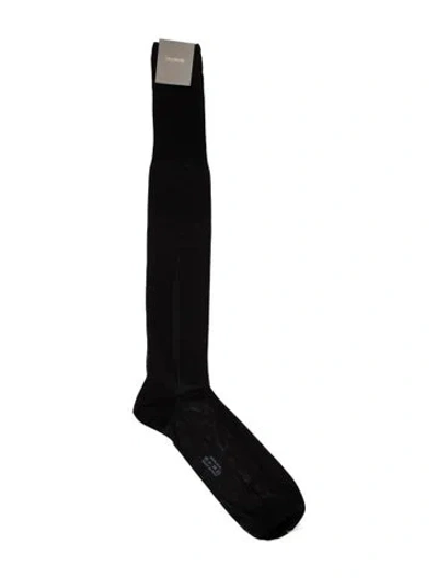 Pre-owned Tom Ford Embroidery Rib Socks In Black