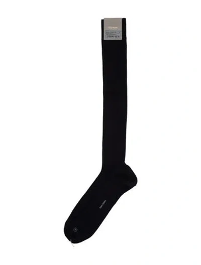 Pre-owned Tom Ford Embroidery Rib Socks In Black
