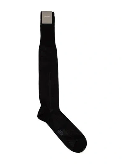 Pre-owned Tom Ford Embroidery Rib Socks In Black