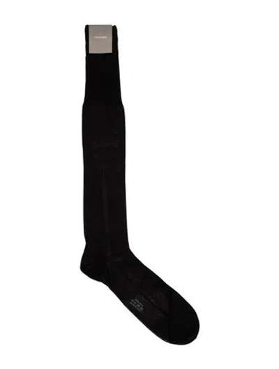 Pre-owned Tom Ford Embroidery Rib Socks In Black