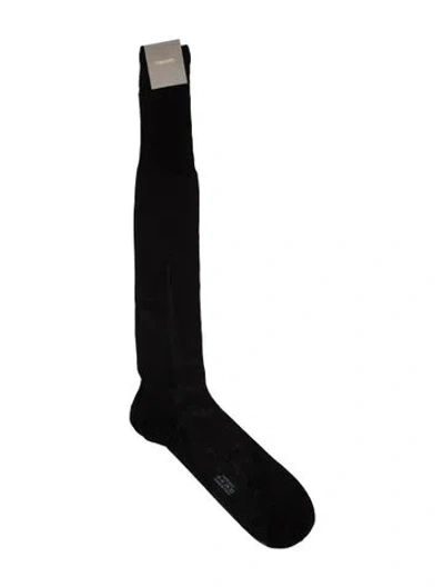 Pre-owned Tom Ford Embroidery Rib Socks In Black