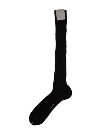 Pre-owned Tom Ford Embroidery Rib Socks In Black