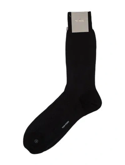 Pre-owned Tom Ford Embroidery Rib Socks In Black