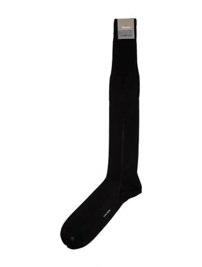 Pre-owned Tom Ford Embroidery Rib Socks In Black