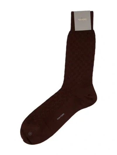 Pre-owned Tom Ford Embroidery Rib Socks In Brown