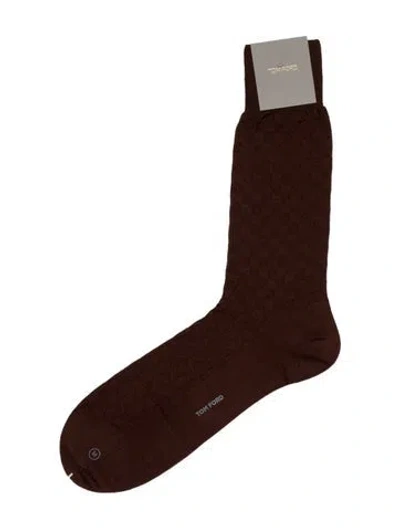 Pre-owned Tom Ford Embroidery Rib Socks In Brown