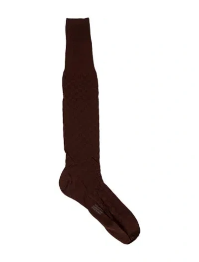 Pre-owned Tom Ford Embroidery Rib Socks In Brown