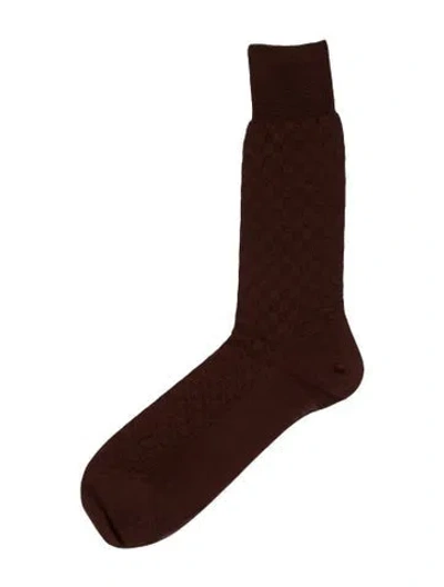 Pre-owned Tom Ford Embroidery Rib Socks In Brown