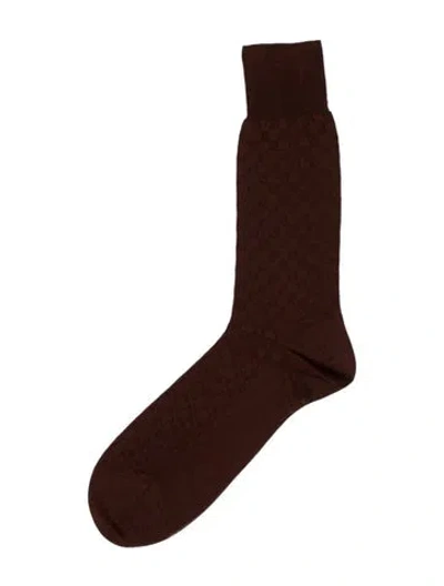Pre-owned Tom Ford Embroidery Rib Socks In Brown
