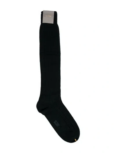 Pre-owned Tom Ford Embroidery Rib Socks In Green
