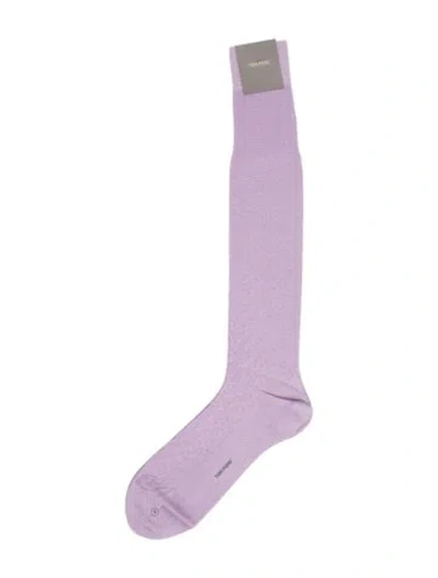 Pre-owned Tom Ford Embroidery Rib Socks In Purple