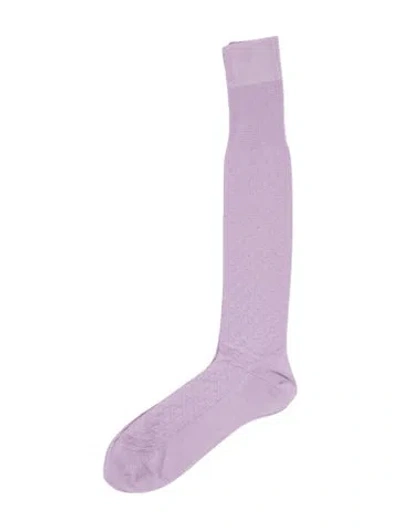 Pre-owned Tom Ford Embroidery Rib Socks In Purple