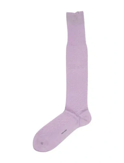 Pre-owned Tom Ford Embroidery Rib Socks In Purple