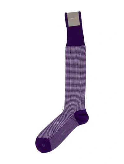 Pre-owned Tom Ford Embroidery Rib Socks In Purple