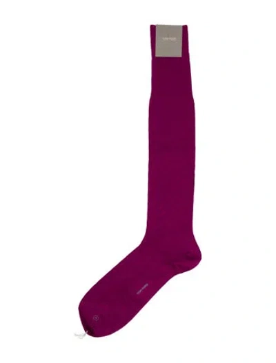Pre-owned Tom Ford Embroidery Rib Socks In Purple