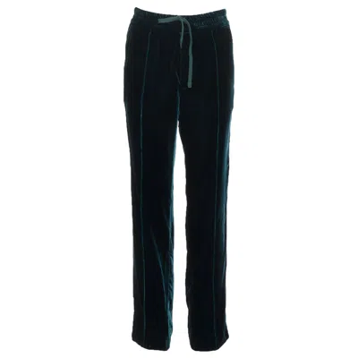 Pre-owned Tom Ford Emerald Viscose Blend Pleated Front Drawstring Velvet Joggers Fr36 S In Green