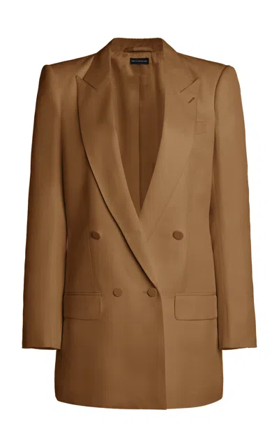 Tom Ford Enzymed Silk Canvas Double-breasted Jacket In Multi