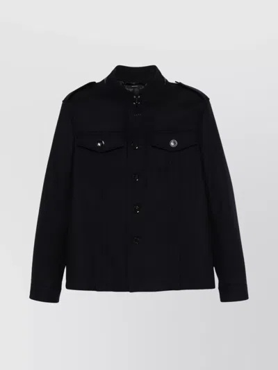 TOM FORD EPAULETTES STAND COLLAR OVERSHIRT