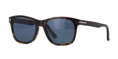 Pre-owned Tom Ford Eric-02 Ft 0595 Dark Havana/blue Polarized (52d) Sunglasses