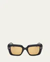 Shop Tom Ford Esme Acetate Square Sunglasses In Sblk/brn