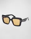 Tom Ford Esme Brown Square Ladies Sunglasses Ft1157 01e 50 In Sblk/brn