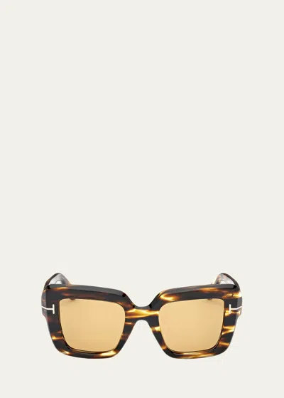 TOM FORD ESME PATTERNED ACETATE SQUARE SUNGLASSES