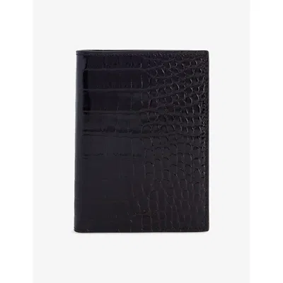 Tom Ford Espresso Croc-embossed Leather Passport Holder In Brown
