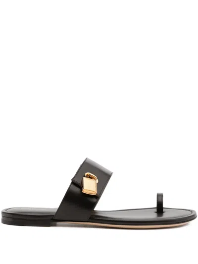 Tom Ford Espresso Flat Sandals In Brown