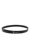 Tom Ford Crocodile-effect Logo Belt In Black