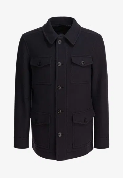 Tom Ford Essential Wool Coat In Black