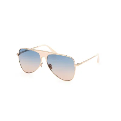 Pre-owned Tom Ford Ethan Ft 0935 28w Shiny Rose Gold Gradient Blue Lens Sunglasses