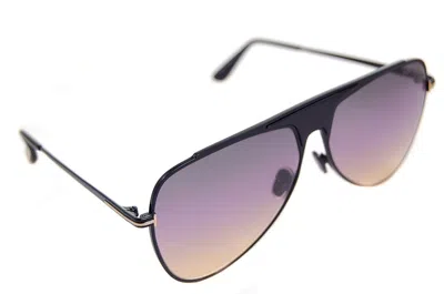 Pre-owned Tom Ford Ethan Mens Sunglasses Tf935 01b Large Pilot Matte Black Violet Purple