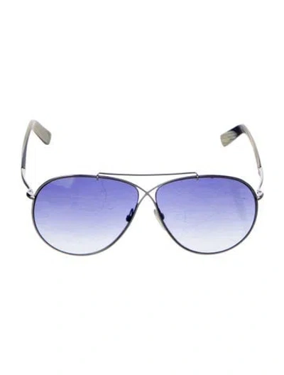 Pre-owned Tom Ford Eva Aviator Sunglasses In Silver
