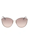Tom Ford Evangeline 63mm Oversize Gradient Cat Eye Sunglasses In Shiny Rose Gold / Brown Gold