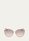 Tom Ford Evangeline 63mm Oversize Gradient Cat Eye Sunglasses In Shiny Rose Gold / Brown Gold