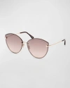 Tom Ford Evangeline 63mm Oversize Gradient Cat Eye Sunglasses In Shiny Rose Gold D