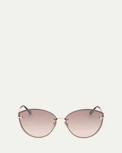 TOM FORD EVANGELINE METAL CAT-EYE SUNGLASSES