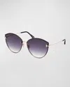 Tom Ford Women's Evangeline 63mm Cat-eye Sunglasses In Shiny Rose Gold Gradient Smoke