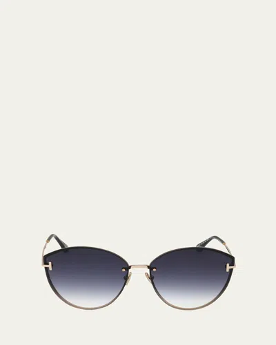 Tom Ford Evangeline Metal Cat-eye Sunglasses In Gray
