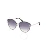 Tom Ford Evangeline 63mm Oversize Gradient Cat Eye Sunglasses In Palladium Black/silver Smoke
