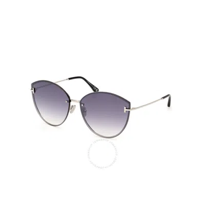 Tom Ford Evangeline 63mm Oversize Gradient Cat Eye Sunglasses In Palladium Black/silver Smoke
