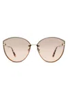 Tom Ford Evangeline 63mm Oversize Gradient Cat Eye Sunglasses In 金色