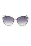 Tom Ford Evangeline 63mm Oversize Gradient Cat Eye Sunglasses In Shiny Palladium & Black