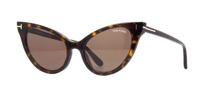 Pre-owned Tom Ford Evelyn-02 Ft 0820 Dark Havana/brown (52e) Sunglasses